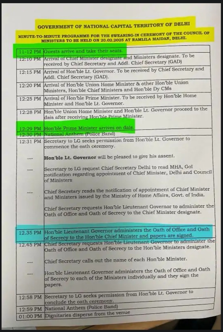 दिल्ली में CM के शपथ समारोह का पूरा शेड्यूल